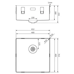 Lorreine 40SL1016 Slim sink 40x40cm flush-mounted stainless steel