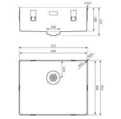 Lorreine 50SL1016 Slim sink 50x40cm flush mounted stainless steel