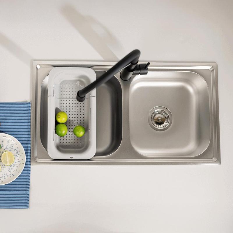 Ausmann Basic double stainless steel inset sink 78x43 cm including siphon 1208956995