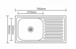 Ausmann Basic stainless steel inset sink with drainer reversible 75x40 cm including siphon 1208956996