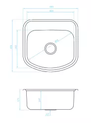 Ausmann Basic stainless steel inset sink 49x47 cm with tap hole bench including siphon 1208956997