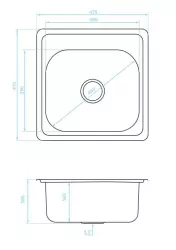 Ausmann Basic stainless steel inset sink 48x48 cm with tap hole bench including siphon 1208957000