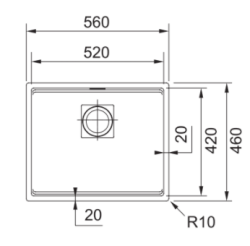 Franke Cube KNG 110.52 matt black sink 52x42 with black drain cover undermount 125.0685.161