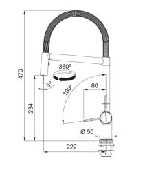 Franke Active Semi Pro black kitchen faucet with column and spring and spray function 115.0653.409