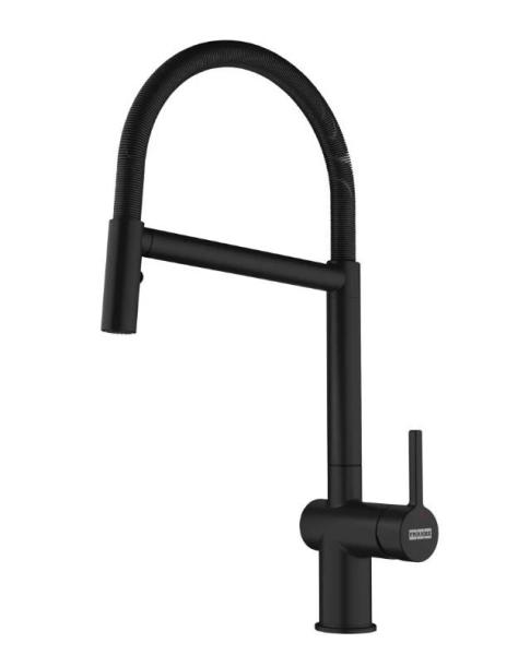 Franke Active Semi Pro black kitchen faucet with column and spring and spray function 115.0653.409