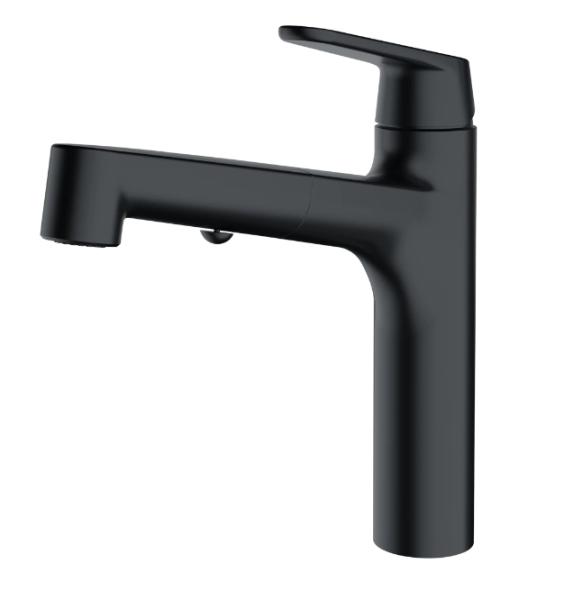 Franke Lift matt black kitchen tap with pull-out spray head 115.0621.670