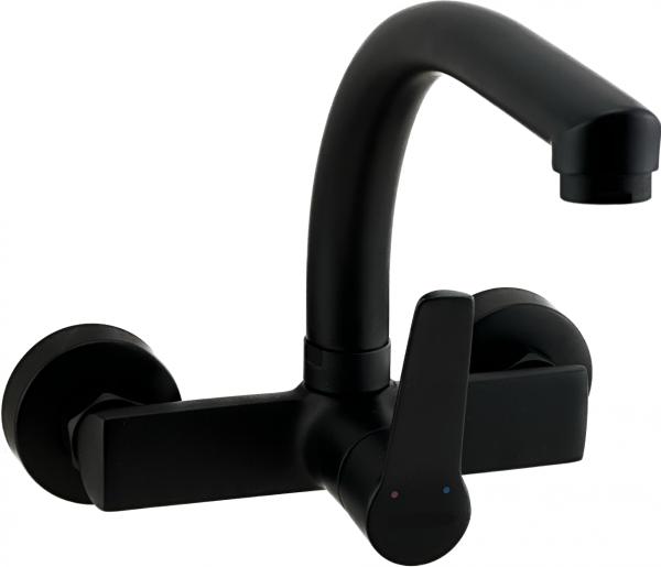 AquaTrimo Chopin kitchen wall tap with top outlet matt black 21CP7073SW