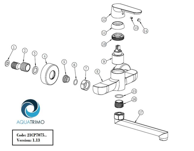 AquaTrimo Chopin Wandarmatur mit Auslauf unten, Schwarz matt 21CP7075SW