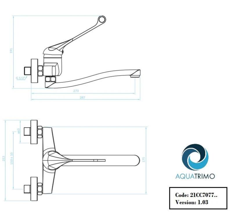 AquaTrimo Clinic kitchen wall tap with long lever chrome 21CC7077CM