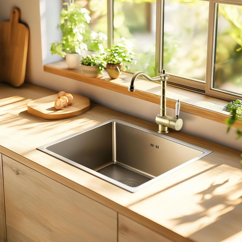 Ausmann Oder stainless steel sink 40x40cm flush-mounted undermount and inset extra deep 22cm 1208957112