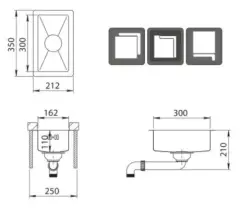 Ausmann Oder small stainless steel sink 16x30cm flush-mounted undermount and inset 1208957115