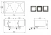 Ausmann Oder dubbele rvs spoelbak 76x45cm met 2 bakken 34x40 vlakbouw onderbouw en opbouw extra diep 22cm 1208957116