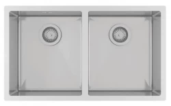 Ausmann Oder double stainless steel sink 76x45cm with 2 bowls 34x40 flush-mounted undermount and inset extra deep 22cm 1208957116