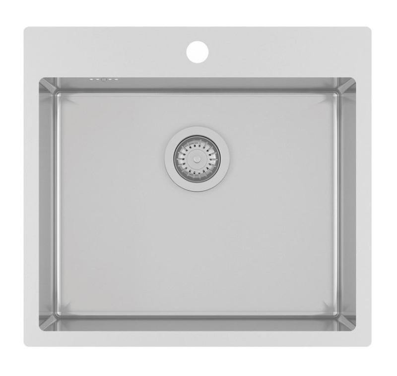 Ausmann Oder Blue stainless steel sink 55x50cm flush-mounted and inset with tap hole bench 1208957118