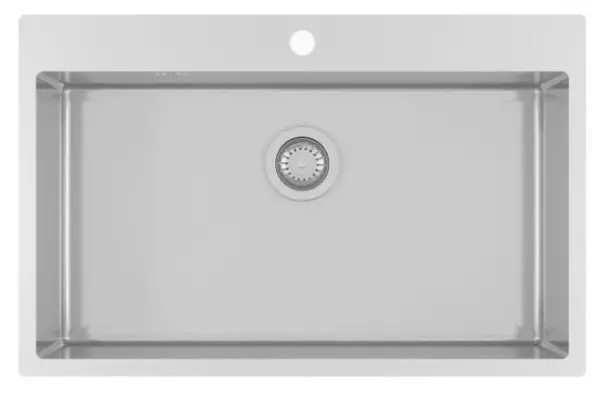 Ausmann Oder Blue large stainless steel sink 79x50cm flush-mounted and inset with tap hole bench 1208957119