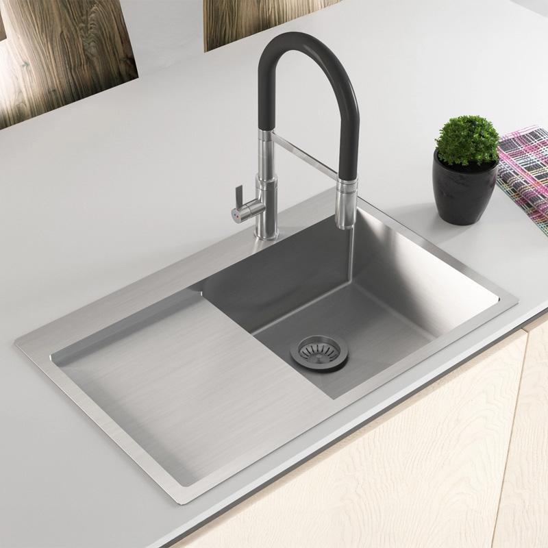 Ausmann Oder Blue stainless steel sink 78x50cm flush-mounted and inset with drainer 1208957121