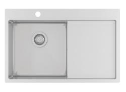 Ausmann Oder Blue stainless steel sink 78x50cm flush-mounted and inset with drainer 1208957122