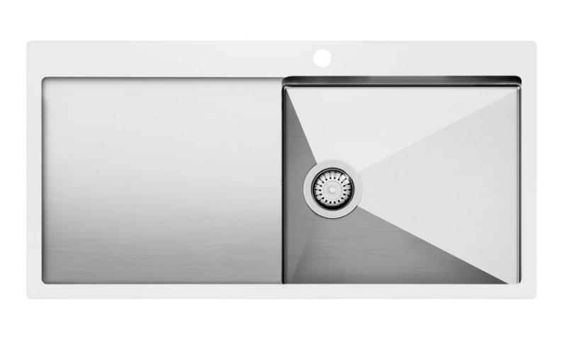 Ausmann Oder Blue large stainless steel sink 100x51cm flush-mounted and inset with drainer 1208957123