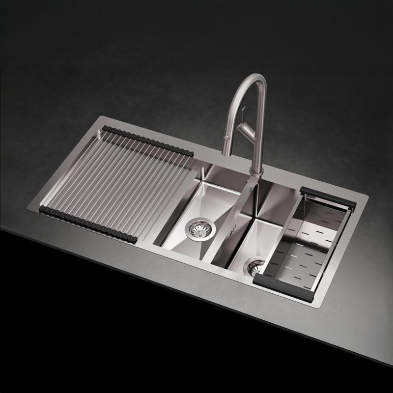 Ausmann Oder Blue 1.5 stainless steel sink 100x51cm flush-mounted and inset with drainer 1208957127
