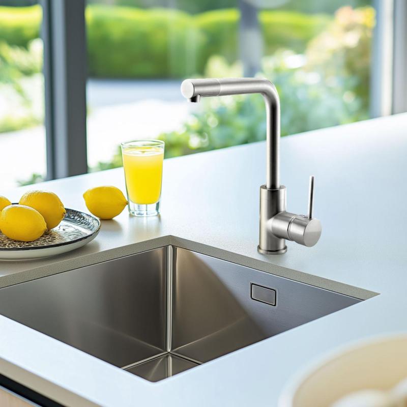 Ausmann Lavea kitchen tap stainless steel with swivel spout and swivel aerator 1208957160