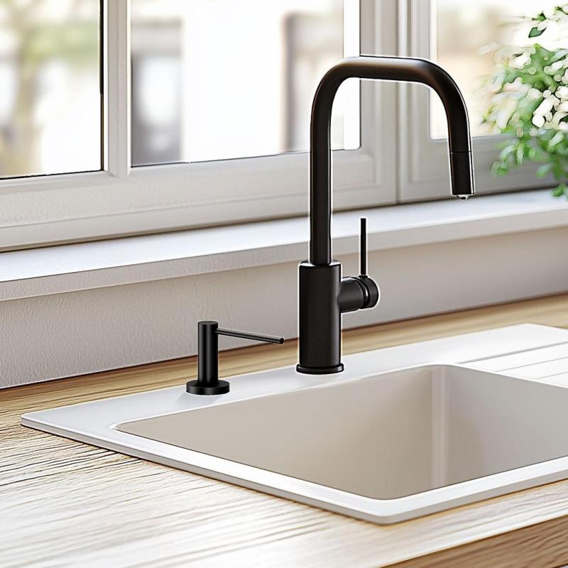 Quadri Swindon Luxe Built-in Soap Dispenser matt black from top refillable 1208957213