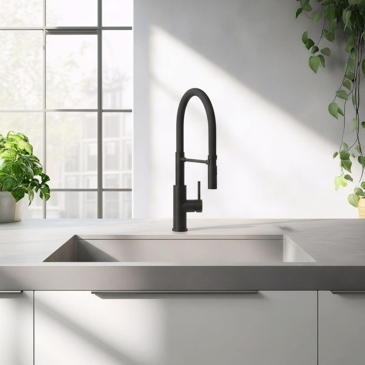 Quadri Chester kitchen mixer with flexible spout and shower with 2 spray types matt black 1208957225 - Productafbeelding 2
