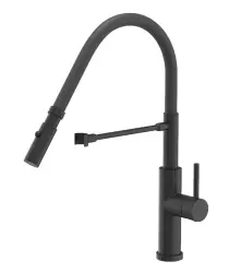 Quadri Chester kitchen mixer with flexible spout and shower with 2 spray types matt black 1208957225