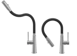 Quadri Preston kitchen mixer tap matt black with 2 positions flexible black spout 1208957227