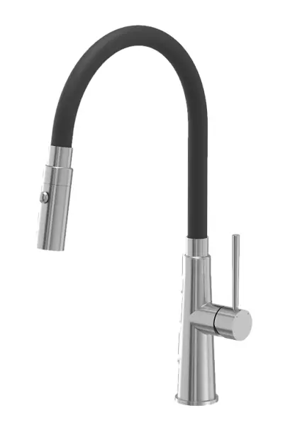 Quadri Preston kitchen mixer stainless steel with 2 positions flexible black spout 1208957228