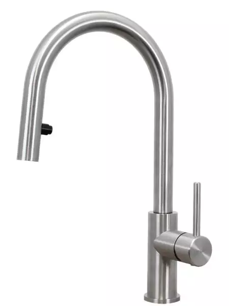 Caressi Stainless steel single lever kitchen mixer stainless steel with pull-out dish shower CA123I U ECO