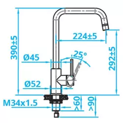 CARESSI single lever kitchen mixer pvd copper CA106CO ECO