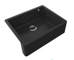 GraniteMy Tradition rustic intermediate granite sink 60x48 cm black farmhouse undermount 1208957288