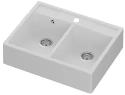 GraniteMy Farmhouse double country sink granite sink 80x63 cm white intermediate and undermount 1208957290