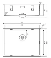 Lorreine Royal gun metal sink 55x40 cm Undermount Flush-mounted and Inset Kitchen Sink 55SP-GunMetal 1208957309