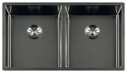 Lorreine Royal gun metal double sink 3434 cm Undermount Flush-mounted and Inset Kitchen Sink 3434SP-GunMetal 1208957311