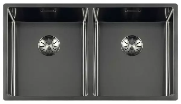 Lorreine Royal gun metal double sink 3434 cm Undermount Flush-mounted and Inset Kitchen Sink 3434SP-GunMetal 1208957311