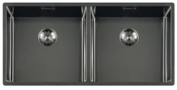 Lorreine Royal Gun Metal double sink 4040 cm Undermount, Flush-mounted and Inset Kitchen Sink 4040SP-GunMetal 1208957312