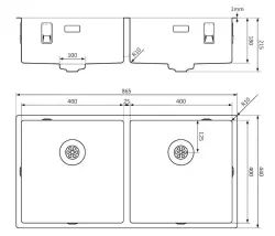 Lorreine Royal Gun Metal double sink 4040 cm Undermount, Flush-mounted and Inset Kitchen Sink 4040SP-GunMetal 1208957312