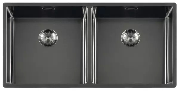 Lorreine Royal Gun Metal double sink 4040 cm Undermount, Flush-mounted and Inset Kitchen Sink 4040SP-GunMetal 1208957312