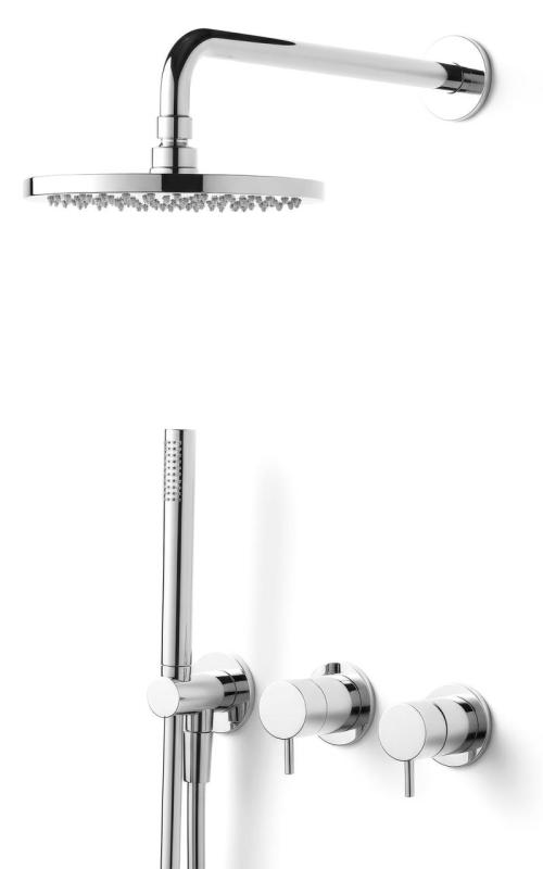 Waterevolution Flow built-in shower set chrome with thermostat rain shower and hand shower 1208957343