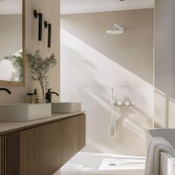 Waterevolution Flow built-in shower set, matte white, with thermostat rain shower and hand shower 1208957344