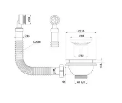 GraniteMy Drain set white with round overflow 1208957345