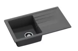 GraniteMy Smart extra shallow granite inset black sink 76x44cm with drainer reversible 1208957353