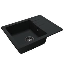 GraniteMy Smart extra shallow granite inset black sink 58x44cm with drainer reversible 1208957354