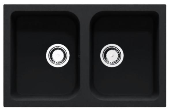 GraniteMy Dortmunt black granite double sink inset 76x48 cm 1208957357