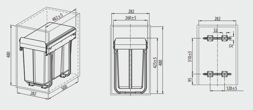 Garbi Sorter S-30-2 built-in waste system with 2 waste bins 1 x 10 and 1 x 20 litres 1208957363