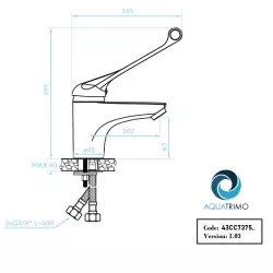 AquaTrimo Clinic medical basin mixer with long lever chrome 43CC7375CM