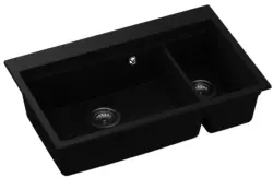 GraniteMy Limited large 1.5 granite inset and undermount black sink incl. accessory 76x48 cm 1208957389