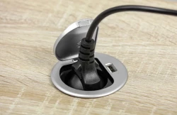 Indux Cover built-in grounded kitchen socket for worktop with USB and socket color silver 1208957393