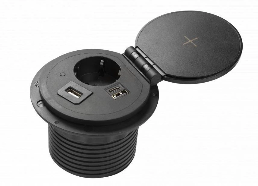 Indux Cover built-in grounded black kitchen socket for worktop with interchangeable plugs 1208957396